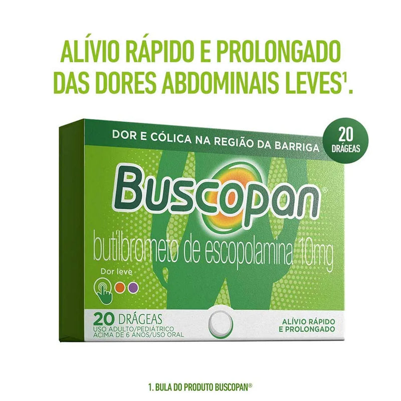 Buscopan Brometo de N Butil Escopolamina 10mg 20 drágeas