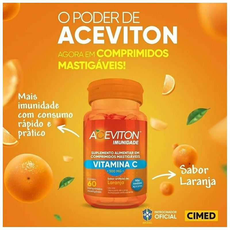 Vitamina C ACEVITON Imunidade 60 Comprimidos Mastigaveis